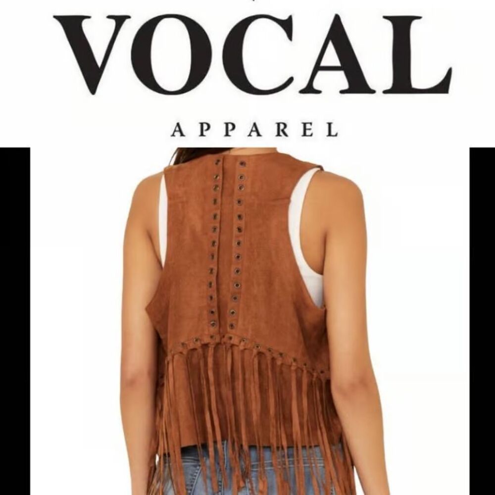 NWT-Boot Barn VOCAL Eyelet Fringe Camel Women's Vest Faux Suede XL NEW!!! $49.99 - Picture 3 of 12